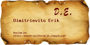 Dimitrievits Erik névjegykártya